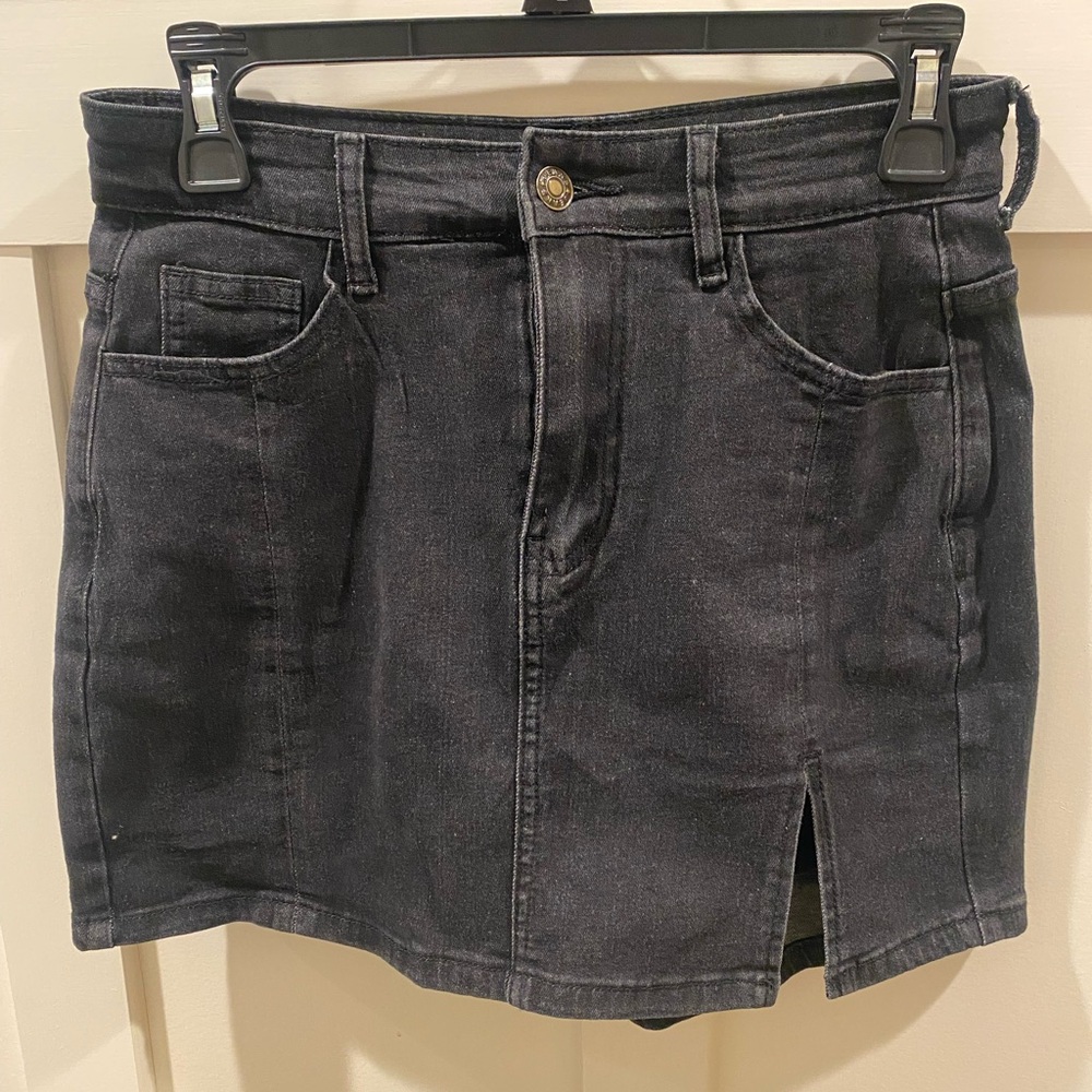 Black Denim Mini Skort
